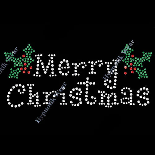 Rhinestone Transfer " Merry Christmas " Iron On, Hotfix, X-Mas  - Изображение 1 из 1
