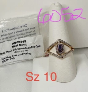NIB Bomb Party Sz10 BP Ring RBP6219 Most Iconic Lab Grown Fire Opal Rose Gold Pl - Picture 1 of 10