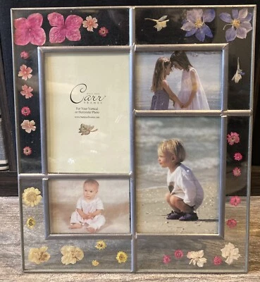 Vtg Carr of Boston Burnes Picture Frame Dried Flowers 4 Photo Cap Free Standing - Image 1 of 4