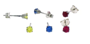 925 Sterling Silver Round Small 2.5mm CZ Stud Earrings .10 Carat - Picture 1 of 3