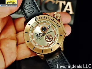 RARE Invicta Men's 48mm Russian Diver ANCHOR Ivory Dial Rose Tone Leather Watch - Picture 1 of 17