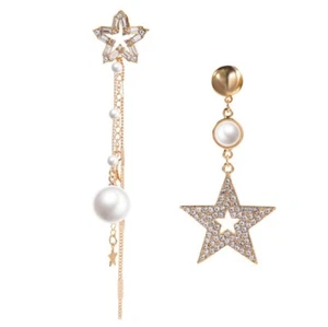 Damen Elegant Kristall Strass Ohrstecker Star Perlen Ohrringe Modeschmuck - Bild 1 von 3