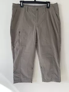 Royal Robbins Capri Pants Women's 14 Taupe Brown Crop Nylon Stretch Outdoor Hike - Picture 1 of 8