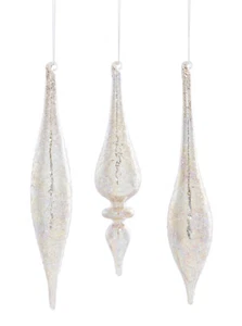Elegant Set of 6 Champagne Finish Drop Christmas Ornaments Glass 80085 - Picture 1 of 1
