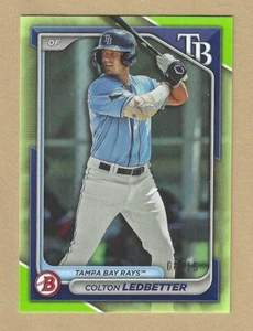 2024 Bowman Colton Ledbetter NEON GREEN Border Parallel #BP-124 Rays #’d 08/15 - Picture 1 of 1