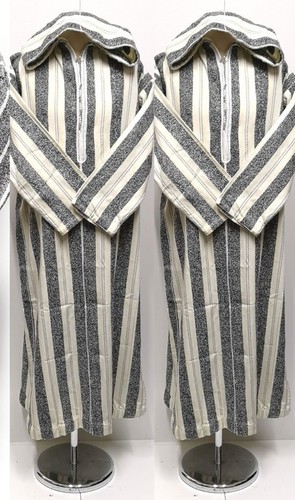 OFF WHITE SPESSA E CALDA lana invernale marocchina con cappuccio thobe jalabiya.jubba taglie 54