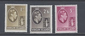 BRITISH VIRGIN ISLANDS GVI 1942 1s 2s6d. 5s AUF GEWÖHNLICHEM PAPIER M.H.SG 117a/119a - Bild 1 von 2