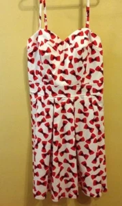 Marilyn Monroe Dress Lipstick Multi Sz Small Red Bow Tie Print Cute Party Dress - Picture 1 of 8