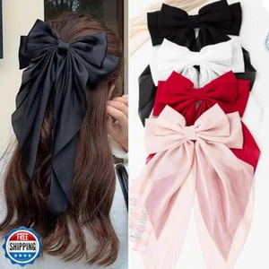 Seneeel Hair Accessories - 4 PCS Oversized Ribbon Bows with Long Tails, Cute - Picture 1 of 5