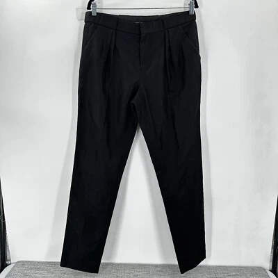 Pantalones Theyskens Theory para mujer 10, IT 44 Price Feya negro algodón ramie plisado Foto 1 de 4