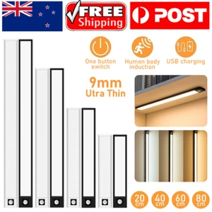 LED Motion Sensor Under Closet Light Rechargeable Magnetic Cabinet Dimmable Lamp - Picture 1 of 13
