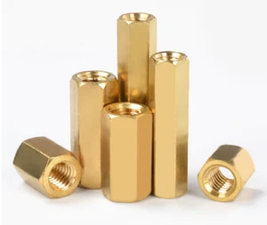 M3 M4 Brass Hex Connection Long Nuts Hexagon Connector Connecting Rod Bar Stud - Picture 1 of 4