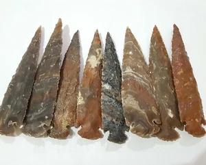 Grande tête de flèche en silex 5" pouces pierre de silex pointe de flèche en pierre naturelle fabriquée - Photo 1 sur 7