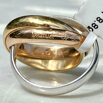 Must De Cartier Trinity 18K 3-Color Gold Eternity Three Band Ring 52 5.5-6 - Image 1 of 4