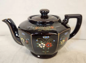 Lusterware Teapot Black Handpainted Made in Japan - Picture 1 of 7