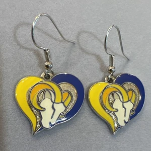 Los Angeles Rams Swirl Heart Earrings - NFL Team Color Design - Picture 1 of 7