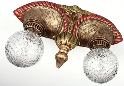 Antique Vintage 30's Art Deco Ceiling Light Flush Mount Chandelier - Image 1 of 4