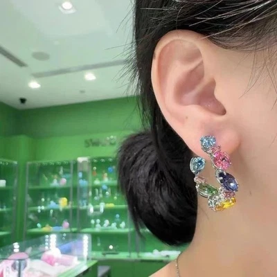 New In GIft Box Gema earrings mixed cutting, shimmering light, rhodium plating - Image 1 of 4