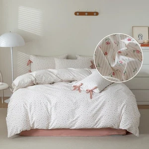 Pink Flower Duvet Cover Queen Vintage Garden Style Girls Comforter Cover Pink... - Picture 1 of 9