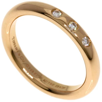 TIFFANY&Co.  Anillo de diamantes 3P banda apilable oro rosa K18 damas [usado] Foto 1 de 4