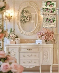 Jessica McClintock French Old Country Rose 3tlg Badetuch Set Floral Shabby Chic - Bild 1 von 5