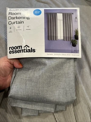 Room Essentials Room Darkening Heathered Gray Single Curtain Panel 42" x 63" - Image 1 of 4