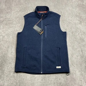 NWT R65 Orvis Recycled Sweater Fleece Vest Mens Medium Navy Blue Zip Pockets - Picture 1 of 9