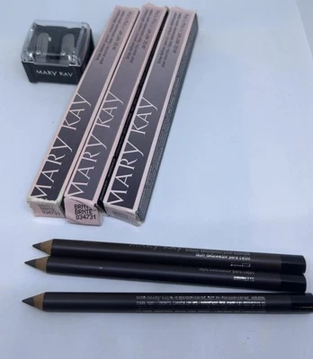 MARY KAY BROW DEFINER PENCIL~BRUNETTE~DISCONTINUED SET OF 3+ FREE MK SHARPENER - Image 1 of 4