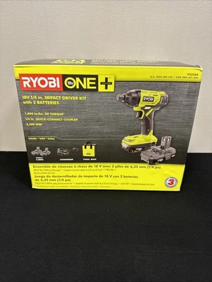 Kit de driver de impacto sem fio Ryobi One+ 18V 1/4 "P235AK duas baterias  - Imagem 1 de 4
