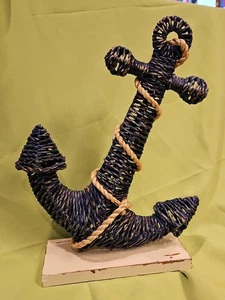Anchor Decor Woven Rope Ratton Wicker Coastal Nautical Beach Island - Picture 1 of 9