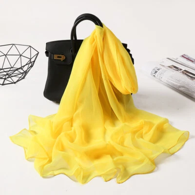 Long Soft Chiffon Scarf Plain Sheer Wrap Shawl Womens Large Stole Neck Scarves⊥ - Image 1 of 4