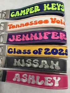 Key Fob Key Chain personalized Vinyl Wristlet Lanyard 6” Long Handmade - Picture 1 of 6