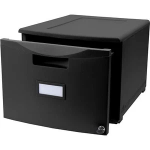 Storex 1-Drawer Lateral Filing Cabinet Black 12.75'' H x 14.75'' W x 18.25'' D - Picture 1 of 3
