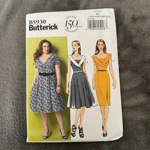 Vestido Butterick B5930 Talla Grande Patrón 18W-24W Costuras Princesa Ajuste Bolsillos Acampanados - Imagen 1 de 8