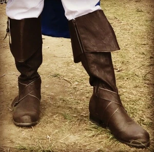 Botas de Disfraz Marrones Capitán Pirata Caballero Medieval Feria del Renacimiento Siglo XVII - Imagen 1 de 4