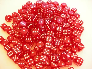DADOS ACRÍLICOS ROJOS con esquinas redondeadas 16 mm (50) paquete BUNCO - Imagen 1 de 5