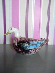 RARE Antique OLD Duck  faience Porcelain Russian Empire 19th butter dish - Picture 1 of 9
