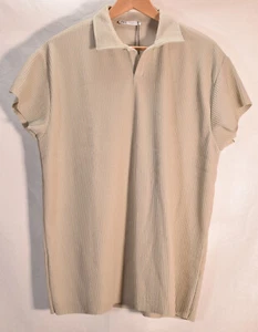Zara Herren SS Kragen T-Shirt gestreiftes Muster grau M neu mit Etikett - Bild 1 von 5