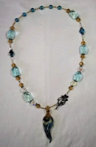 Vintage Art Deco Glaskette mit handgefertigtem Glasanhänger - Bild 1 von 2