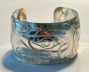 Signiert N.W. Küste Indianer Sterlingsilber Adler Motiv Armreif Armband - Bild 1 von 4