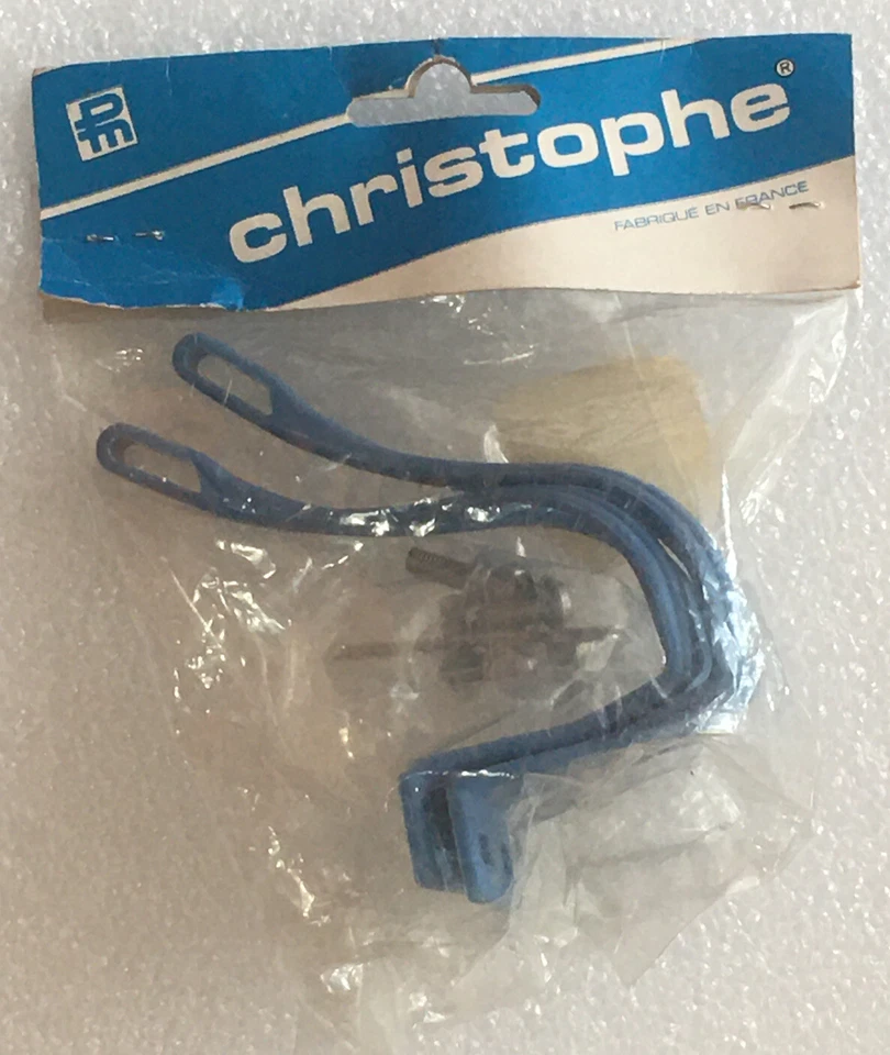 Novo Estoque Antigo VINTAGE 1980s CHRISTOPHE Azul RESINA Toe Clip PLASTIQUE BLEU NOS - Imagem 1 de 4