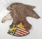 Rare Vintage Antique Cast Iron Plaque Bald Eagle & Shield American Patriotic USA