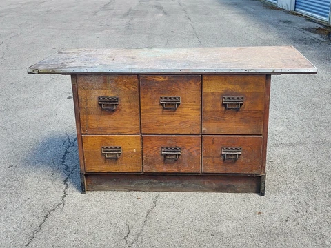 Antique Sherer Store 6 Drawer File Cabinet Counter, Pickup Only Cover