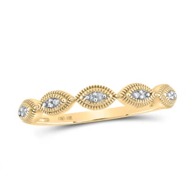 10K Yellow Gold Womens Round Diamond Band Ring 1/20 Cttw - Image 1 of 2