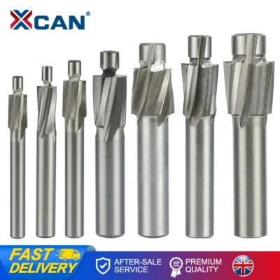 XCAN 7Pcs M3-M12 Counterbore End Mill Pilot Slotting Tool Cutter HSS Slot Drill Bit