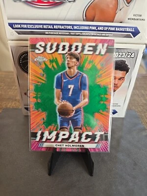 Chet Holmgren 2023-24 Topps Chrome Sudden Impact Green Refractor SP #SI-23 - Image 1 of 2