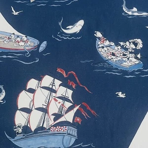 DISNEY HOME SANDERSON X CURTAIN FABRIC Donald Nautical 3.3 METRES NIGHT FISHING - Picture 1 of 7