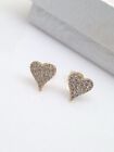 1.30Ct Round Simulated Diamond Heart Stud Silver Earrings 14K Yellow Gold-Plated