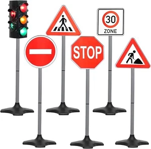 Interactive Traffic Light Play Set - 31" LED Signal with 5 Signs Included - Picture 1 of 7