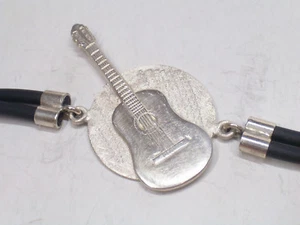 Pulsera Con Guitarra de Plata 925 Y Caucho-Pulsera-Música - Bild 1 von 8